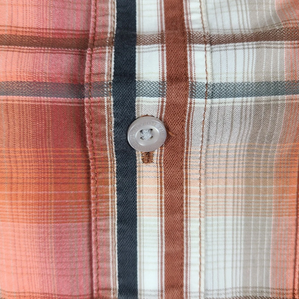 PrAna Shirt Mens Large Dark Orange Black Plaid Casual Outdoor Hiking Button Up - Image 4 of 4