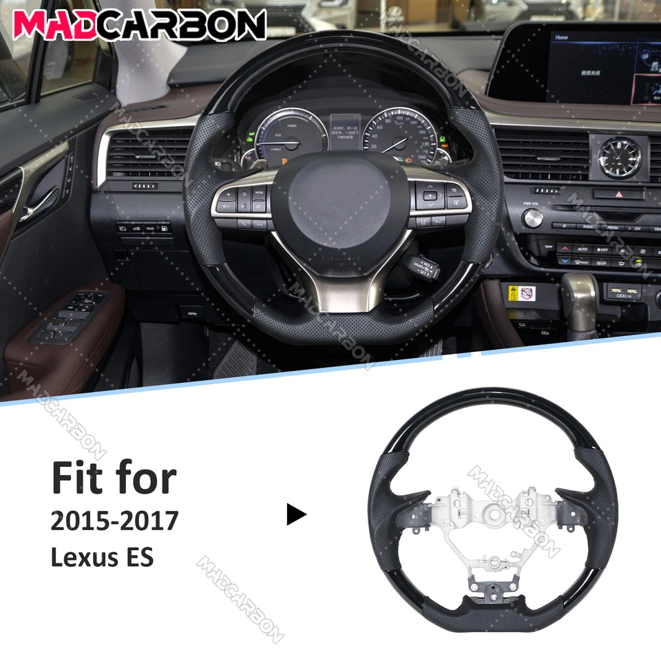 Volante deportivo piano cuero negro para Lexus ES300 ES350 GS LX RX 2015+ Foto 3 de 4