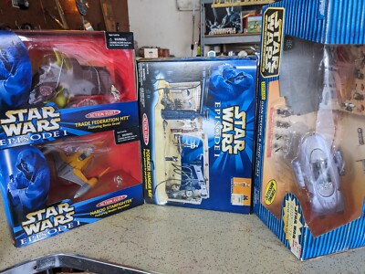 Podracer Hangar Bay, Gian Speeder, Naboo Star Fighter,  MMT, Star Wars LOT of 4