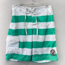 American Eagle Shorts Mens S Green White Cargo Hybrid Board Surf Swim Trunks Y2K