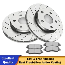 Front Drilled Slotted Rotors Ceramic Brake Pads Fit 2007-2017 Jeep Wrangler JK