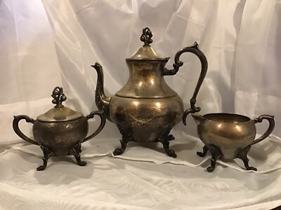 L.B. Rogers Co. 3 Piece Sterling Silver Plated Tea Service | eBay