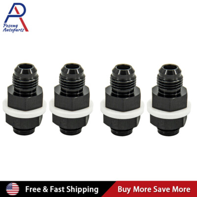4Pcs 6AN 8AN 10AN Male Flare Fuel Cell Bulkhead Fittings With Teflon PTFE Washer