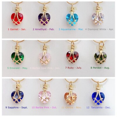 Diamond Castle Necklace Heart for Kid Girl Birthstone Heart Women