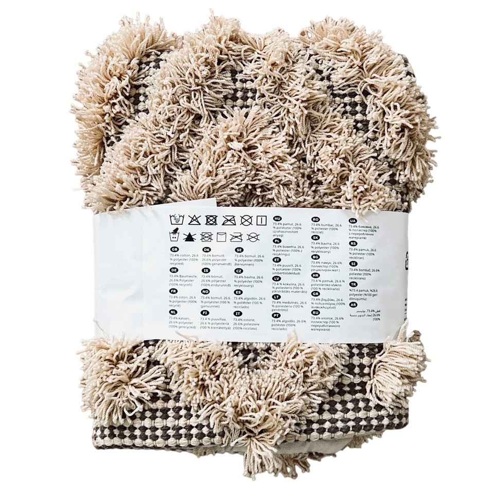 IKEA ESGERTH Textured Fringe Diamond Pattern Pillow Cover 20" x 20" eBay