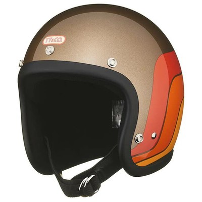 TT&CO USA DOT SUPER MAGNUM 70's LINE OLD GOLD Motorcycle Open Face Helmet