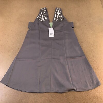 H&M Womens A Line Dress Gray Cutout V Neck Sleeveless Studded Zip M New |  eBay