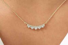 1Ct Round Cut Lab Created Diamond Bar Pendant Necklace 14k Yellow Gold Plated