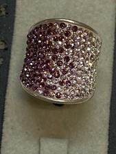 Sterling Silver 925 glitter wide band thick ring size 6 shades of purple