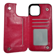 Wallet Card Holding Case Cover RED For iPhone 14 Pro Max