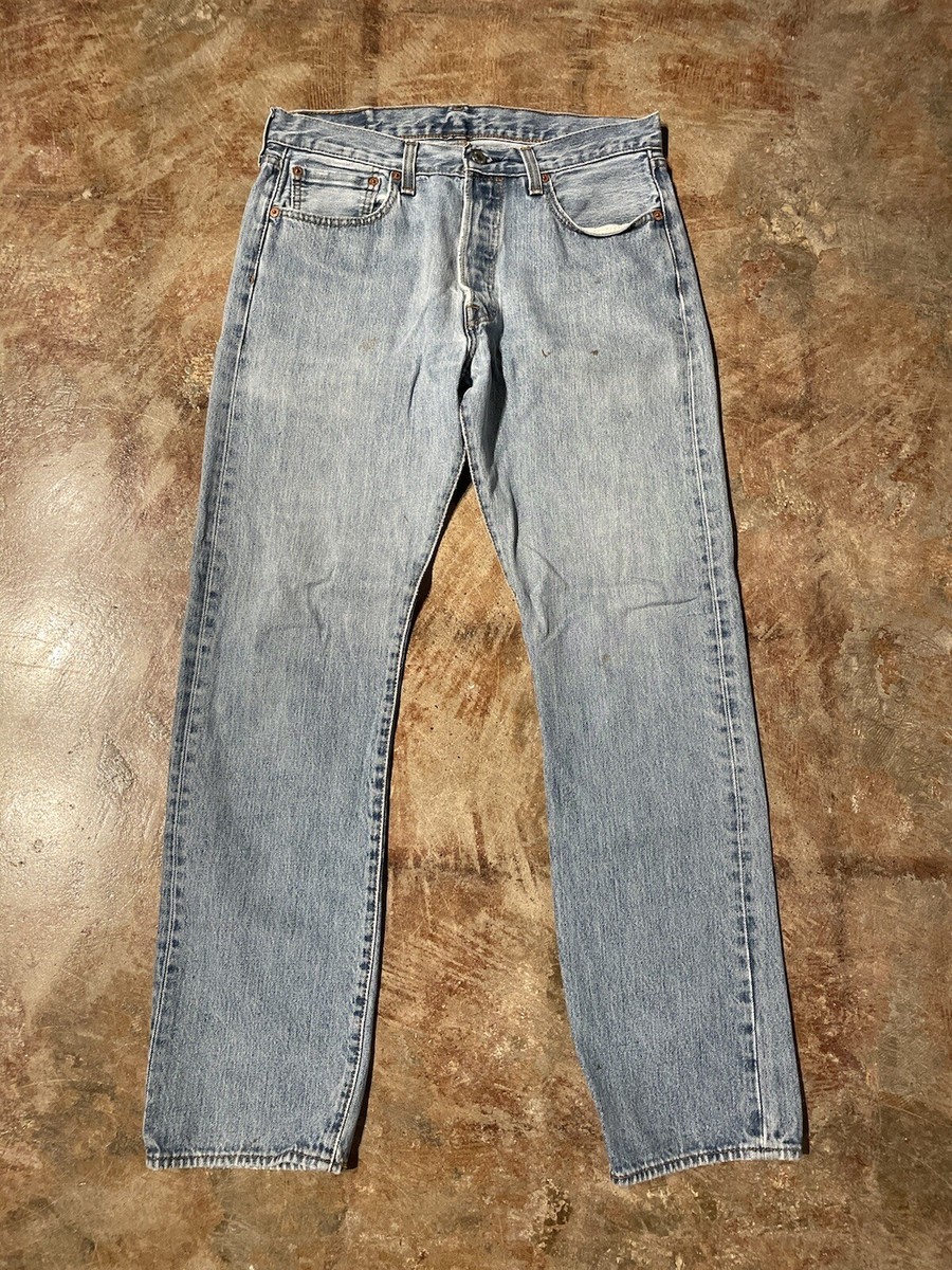 Vintage Levi's 501 Straight Leg Distressed Light Blue Denim