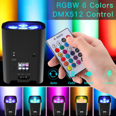 Wireless RGBWAUV Par Light - Battery Operated APP Control for Wedding/Party/DJ