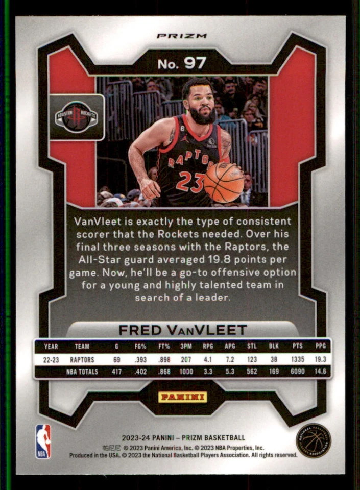 2023-24 Panini Prizm Prizms Ice #97 Fred VanVleet - Image 2 of 2