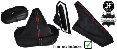 RED STITCH REAL SUEDE E BRAKE BOOT WITH PLASTIC FRAME FOR CORVETTE C6 05-2013 RED STITCH REAL SUEDE E BRAKE BOOT WITH PLASTIC FRAME FOR CORVETTE C6 05-2013