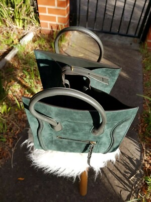 Celine Hunter Green Suede Medium Phantom Luggage Tote | eBay