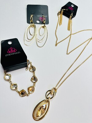 Paparazzi Jewelry Set Necklace 2 Earrings Bracelet Urban Girl Chic Modernist
