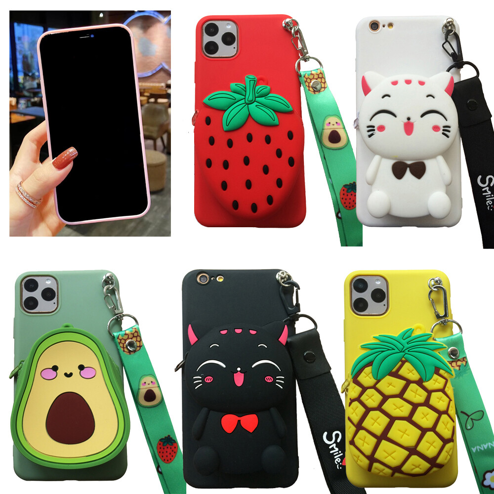 For iPhone 3D Purse Cartoon Soft Case Wallet Phone Back Cover