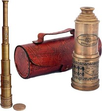 Brass 18'' Telescope Spyglass Antique Telescope with Leather Case Lot of 5 Pi...