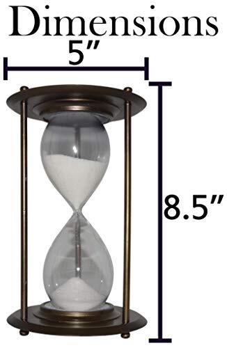 Large 3 Min 25 Sec Hourglass w\ Brushed Bronze Metal Housing, 8.5" tall - Picture 3 of 8
