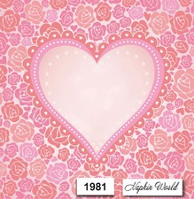  1981 TWO Individual Paper LUNCHEON Decoupage Napkins - PINK ROSES HEART LOVE