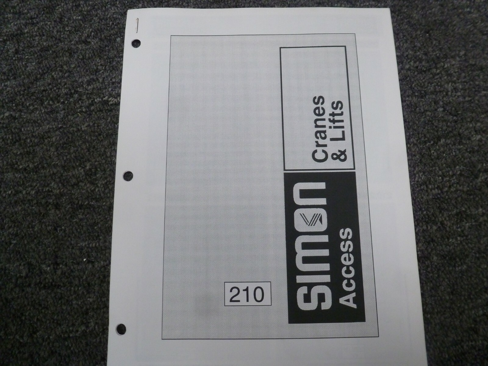 Simon Effer 210 Knuckle Boom Truck Crane Load Lifting Capacities Chart Manual eBay