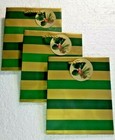 Holiday Gift Bgs Green & Gold Stripe Pine Cone Tag NEW Hallmark Inspirations