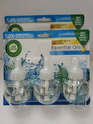 Air Wick Scented Oil 3 Refills, Fresh Waters, (6 X 0.67oz) 6 packs