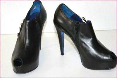 ALBA MODA black all leather pumps high thin heels size 36 VGC