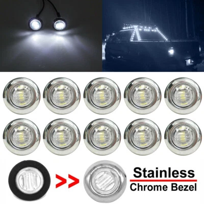 10x Clear White 3/4'' Round LED Bullet Button Side Marker Lights Truck Trailer - Bild 1 von 4