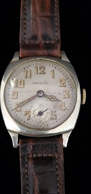 Vintage Aristo 29mm Military Field Style 17J Manual Wind Watch Silver Tone Works ARISTO Vintage Military Mens Swiss Watch c. 1940s | Art Deco  main image 3