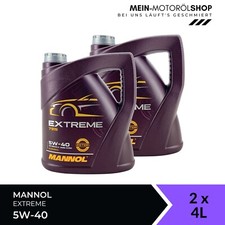 Mannol Extreme 5W-40 Mercedes VW Renault 2x4 Liter = 8 Liter Mannol Extreme 5W-40 Mercedes VW Renault 2x4 Liter = 8 Liter