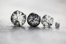 Pair of Black Cracked Glass Plugs Double Flared - 00g 1/2" 3/4" 1" -10 size