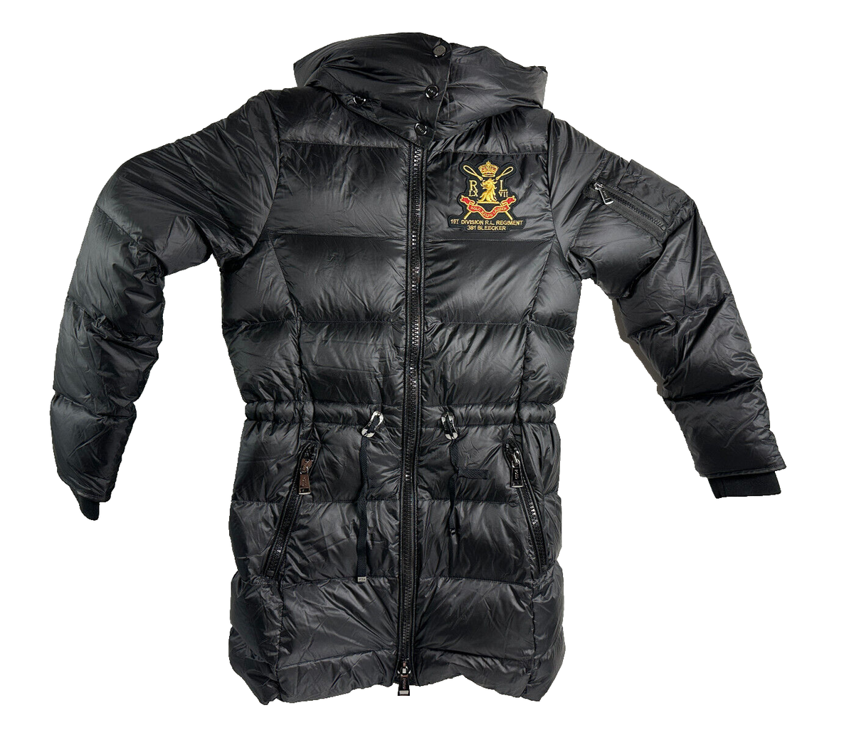 Polo Ralph Lauren Down Puffer Crest Jacket Black Women`s Size 