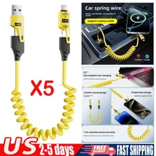 4-in-1 Spring Extension 5ft Data Cable Portable Telescopic Data Charging Cord US