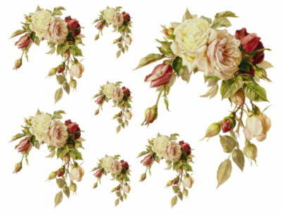 Vintage Image Victorian Shabby Hanging Roses Waterslide Decals FL172