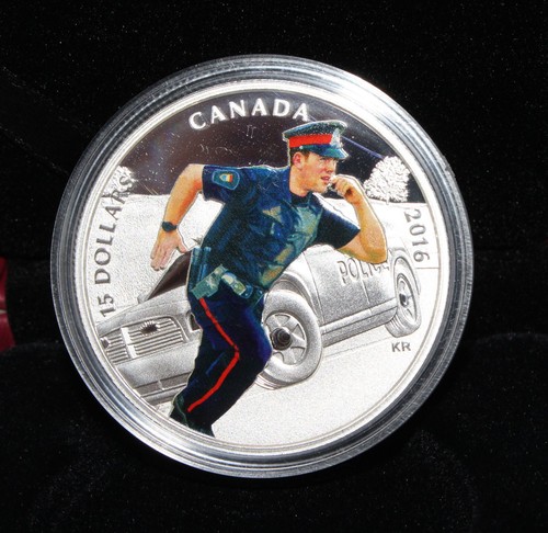 2016 Canada National Heroes Silver 999 Police $15 Proof Colored Coin - Picture 2 of 4
