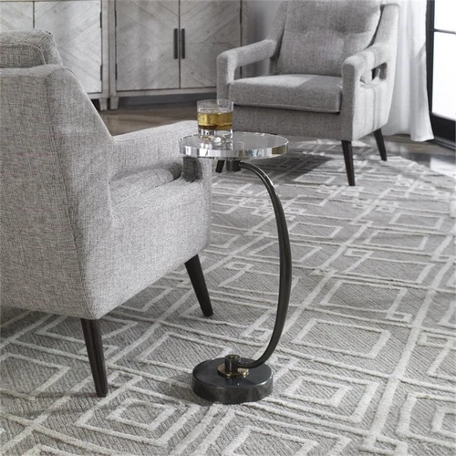 Uttermost Waveney Iron Metal and Crystal Drink Table in Bronze - Picture 2 of 8