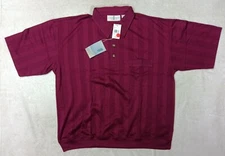 River Trader Collared Short Sleeve Shirt XL NWT NOS Vintage Maroon 1/4 Button 