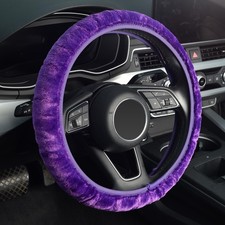Purple Fuzzy Steering Wheel Cover Microfiber Plush For 15inch Wheels Purple Fuzzy Steering Wheel Cover Microfiber Plush For 15inch Wheels
