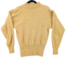 VTG Maakett Sweater Womens Medium Tan Lambswool Angora Fall Quiet Luxury Retro