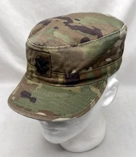MILITARY PATROL CAP European Camo Pattern US ARMY Metal PinLT COLONEL Size 6-7/8