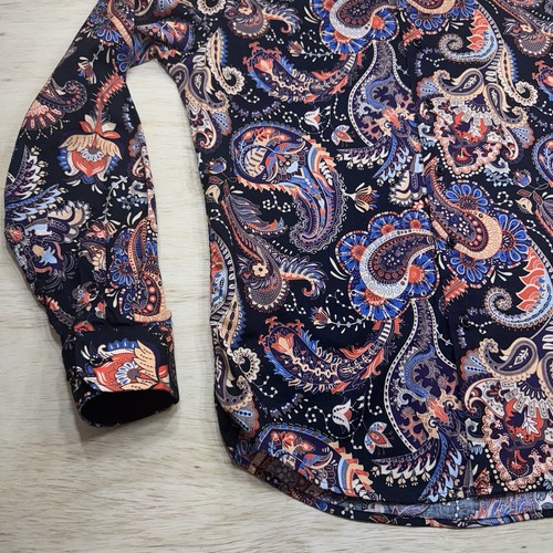 Consequence Shirt Mens Medium Black Dragon Paisley Long Sleeve Button Up Stretch - Picture 4 of 22
