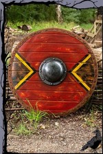 Larp- Schild Wikinger Diener Thegn Rundschild Holzmaserung - rot  Epic Armoury