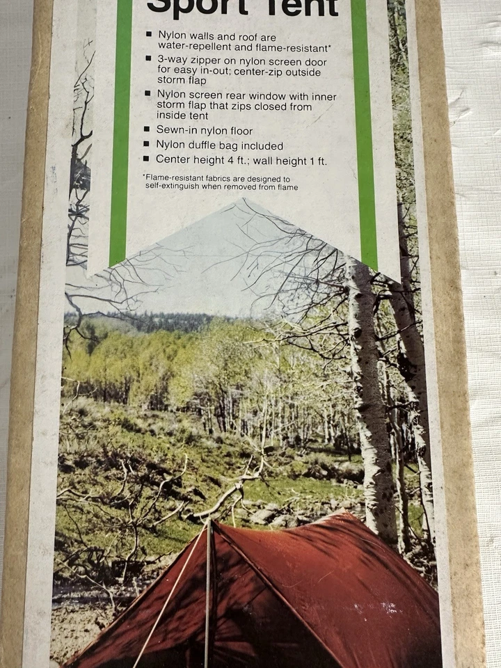 Винтажная палатка для кемпинга Sears Roebuck 7 футов x 7 футов спортивная 3 для взрослых НОВАЯ ИЗ СТАРЫХ ЗАПАСОВ - Изображение 3 из 4