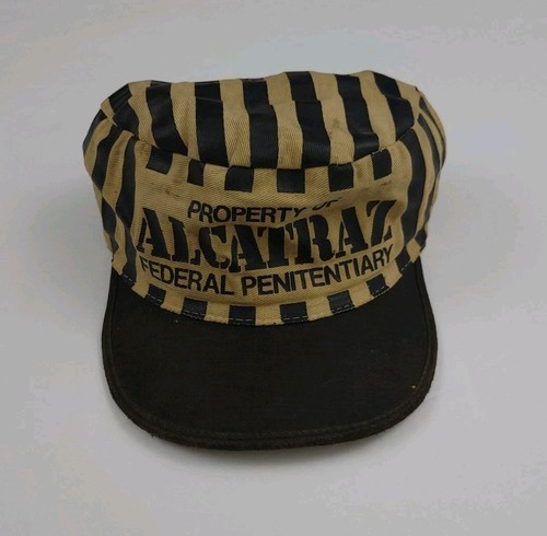Vintage Property Of Alcatraz State Prison Jail Souvenir Hat Vtg 70s 80s USA WORN