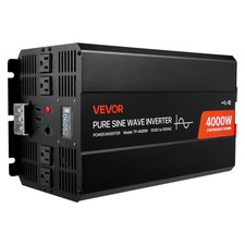 4000W 12V DC to 120V AC Pure Sine Inverter: LCD, Remote, 4 Outlets, USB-C