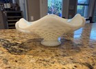 Vintage Fenton White Milk Glass Hobnail Handled Candy Dish — photo 1