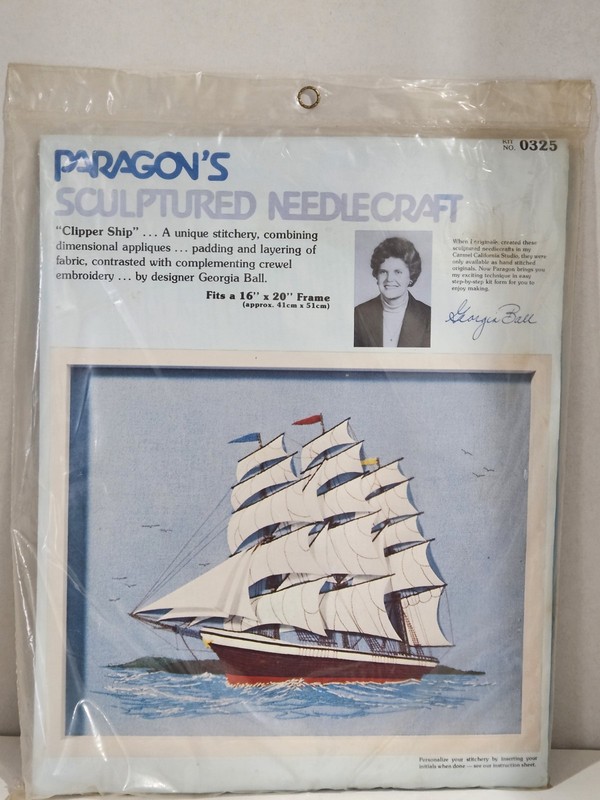 Paragon~Sculptured Needlecraft Kit~Clipper Ship~Kit No. 0325~Vintage~NEW