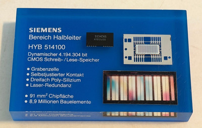 1 x Siemens Bereich Halbleiter Paperweight Briefbeschwerer Vintage Blau