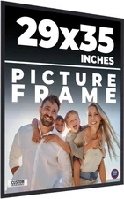 29x35 Frame Black Real Wood Picture Frame Width 0.75 inches | Interior Frame Dep